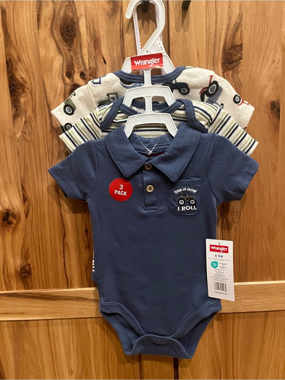 Wrangler Navy and Cream Baby Polo Bodysuit Set
